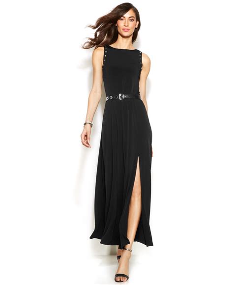 michael kors button down maxi dress black|Michael Kors dresses.